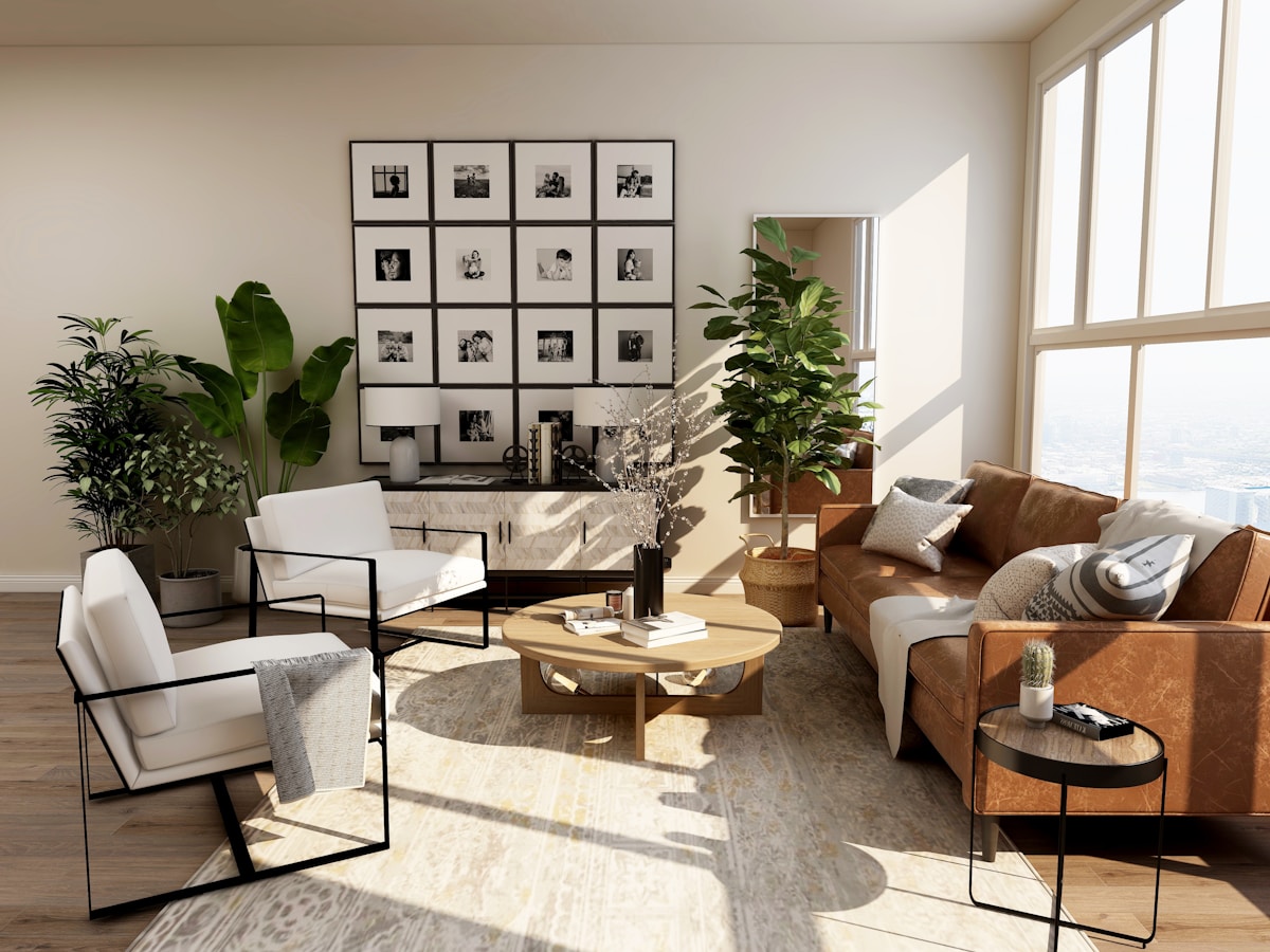 A calm living room with carefully considered finishes